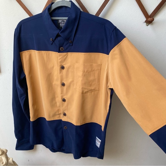 Microsuede Colorblock Oxford Button Down Shirt - Picture 6 of 15